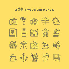 Set of Outline Travel Icons