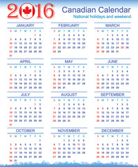Canadian Calendar 2016