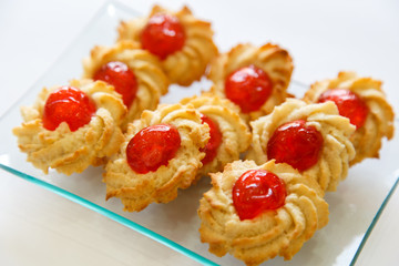 pastry cookies with cherries