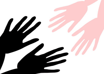 mains,noire et blanc,mixité ,solidarité,amitié,