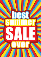 Best summer sale ever. Colorful typographic design. Vector illustration.