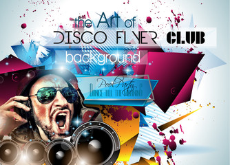 Club Disco Flyer Set with DJs and Colorful backgrounds