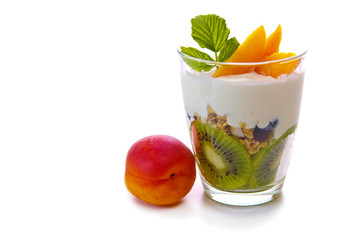 Fresh Yogurt with kiwi isolated.