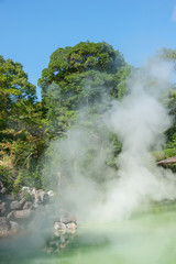 Fototapeta na wymiar Hot Spring water boiling, Beppu, Oita, Japan
