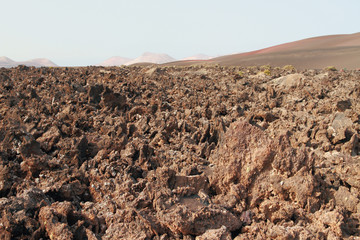 Stiffened lava in Timanfaya park. Lanzarote, Spain