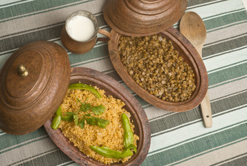 Turkish traditional food bulgur, lentils and buttermilk