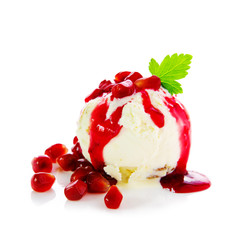 Ice cream with pomegranate.