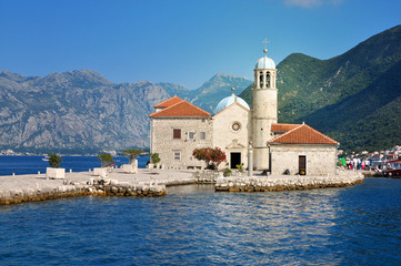 Church and island of Our lady of the rocks, Montenegro, travel image