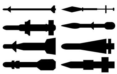 Rocket Missiles Set Silhouette