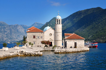 Church and island of Our lady of the rocks, Montenegro, travel image