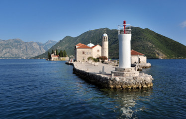 Fototapeta na wymiar Church and island of Our lady of the rocks, Montenegro, travel image