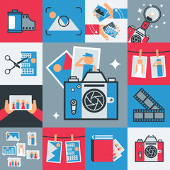 Retro photo technology flat