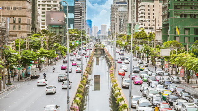 Central business traffic, Bangkok city day time lapse 4K ULTRA HD 3840 x 2160