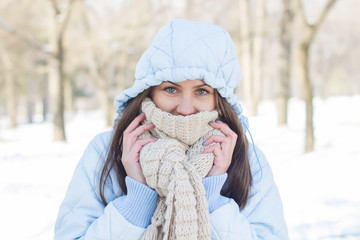 Winter Portrait of Young Woman Outdoor