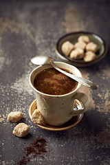 Turkish coffee in a ceramic mug

