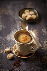 Turkish coffee in a ceramic mug
