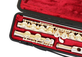 Flute in case close up