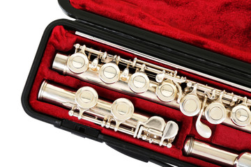 Flute in case close up