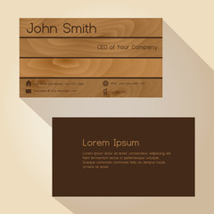 brown wood simple business card design eps10 - 87603801
