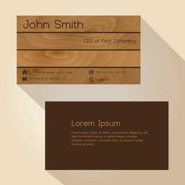 Brown Wood Simple Business Card Design Eps10