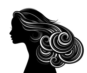 Woman Hair style Silhouette
