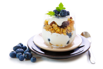 Fresh Yogurt with blueberries .