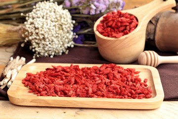 Dry red dried goji berries