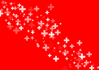 Viele kleine Schweizer Kreuze auf rotem Hintergrund