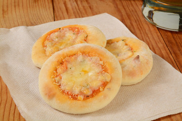 Small cheese pizzas