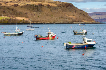 Fototapeta na wymiar Fishing Boats in Harbour on a Winter Day