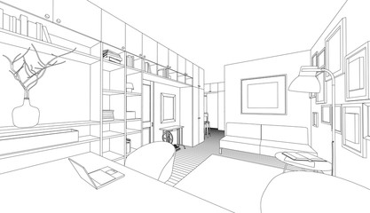 Vector drawing of the interior
