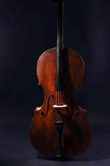 Vintage cello on dark background