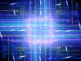 Obraz premium Blue glowing square with lines