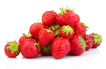 Ripe strawberries isolated on white