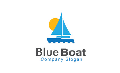 Blue Boat Logo template