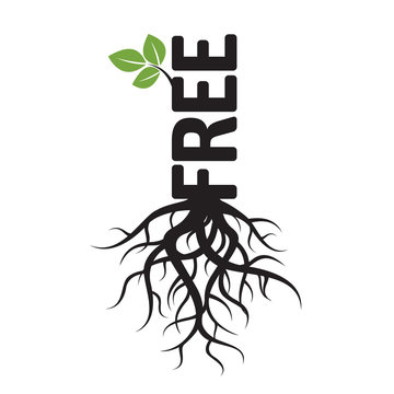 Black vector Tree, Roots and text FREE
