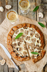 rye Galette with ricotta, onions and mushrooms