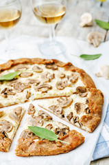 rye Galette with ricotta, onions and mushrooms