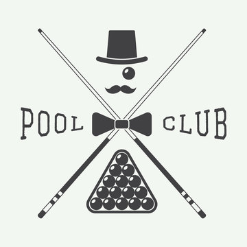 Vintage billiard label, emblem and logo