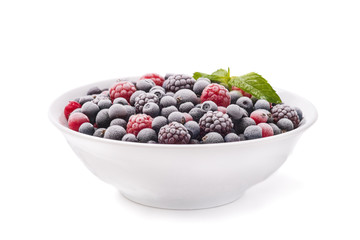 Frozen berries isolated on a white background