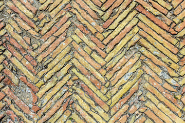Broken brown brick floor