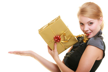 holidays love happiness concept - girl with gift box