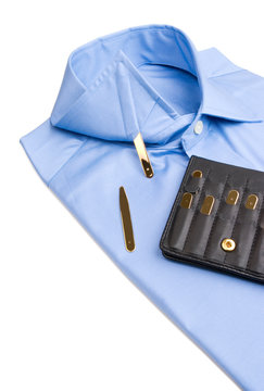 Folded Shirt With Gold Collar Stays