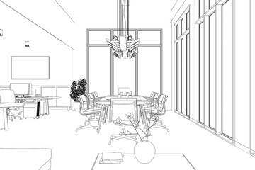 Obraz premium Entwurf Großraumbüro