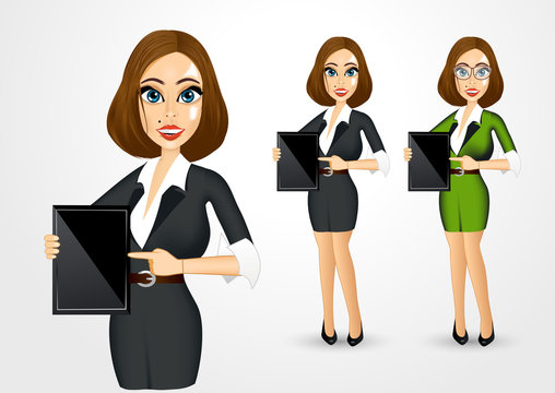 realistic businesswoman with tablet