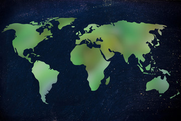 Naklejka premium map of the world with green leaves blur, concept of ecology and