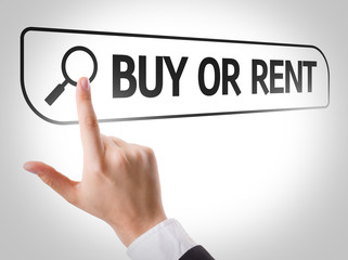 Buy or Rent written in search bar on virtual screen