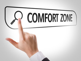 Comfort Zone written in search bar on virtual screen