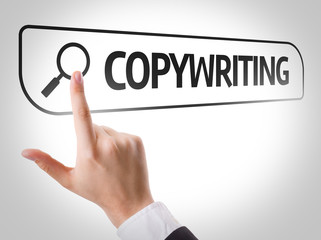 Copywriting written in search bar on virtual screen