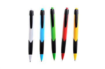 colored pens on a white background isolated